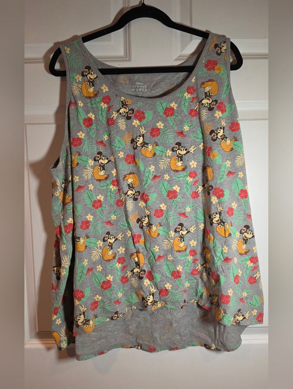 Disney Minnie Mouse Gray Floral Tank Top 4X